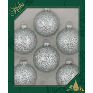 Glass Christmas Tree Ornaments - 67mm / 2.63" [6 Pieces] Designer Balls from Christmas By Krebs Seamless Hanging Holiday Decor (Silver Spangle)