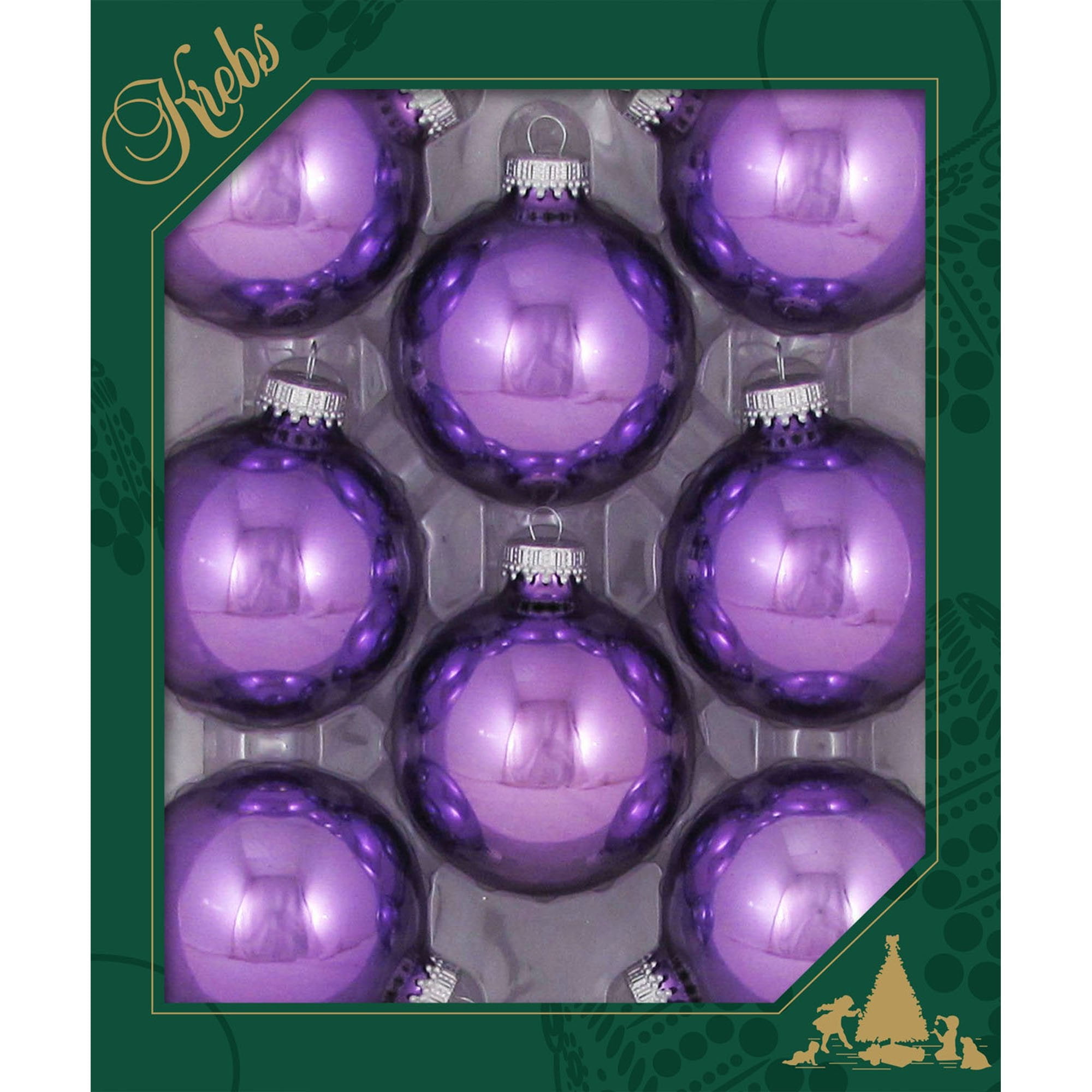 Glass Christmas Tree Ornaments 67mm / 2.63" [8 Pieces] Designer Balls from Christmas By Krebs