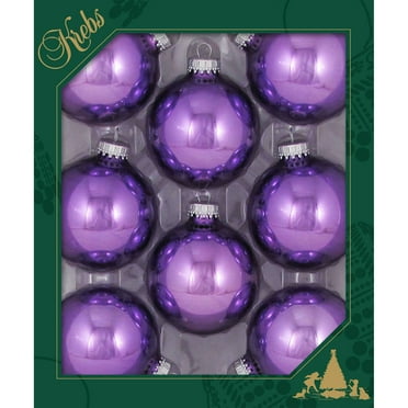 Christmas By Krebs 2 5/8" (67mm) Seamless Glass Ornament [8 Pieces], Decorated Designer Heirloom (Shiny Amethyst Purple)