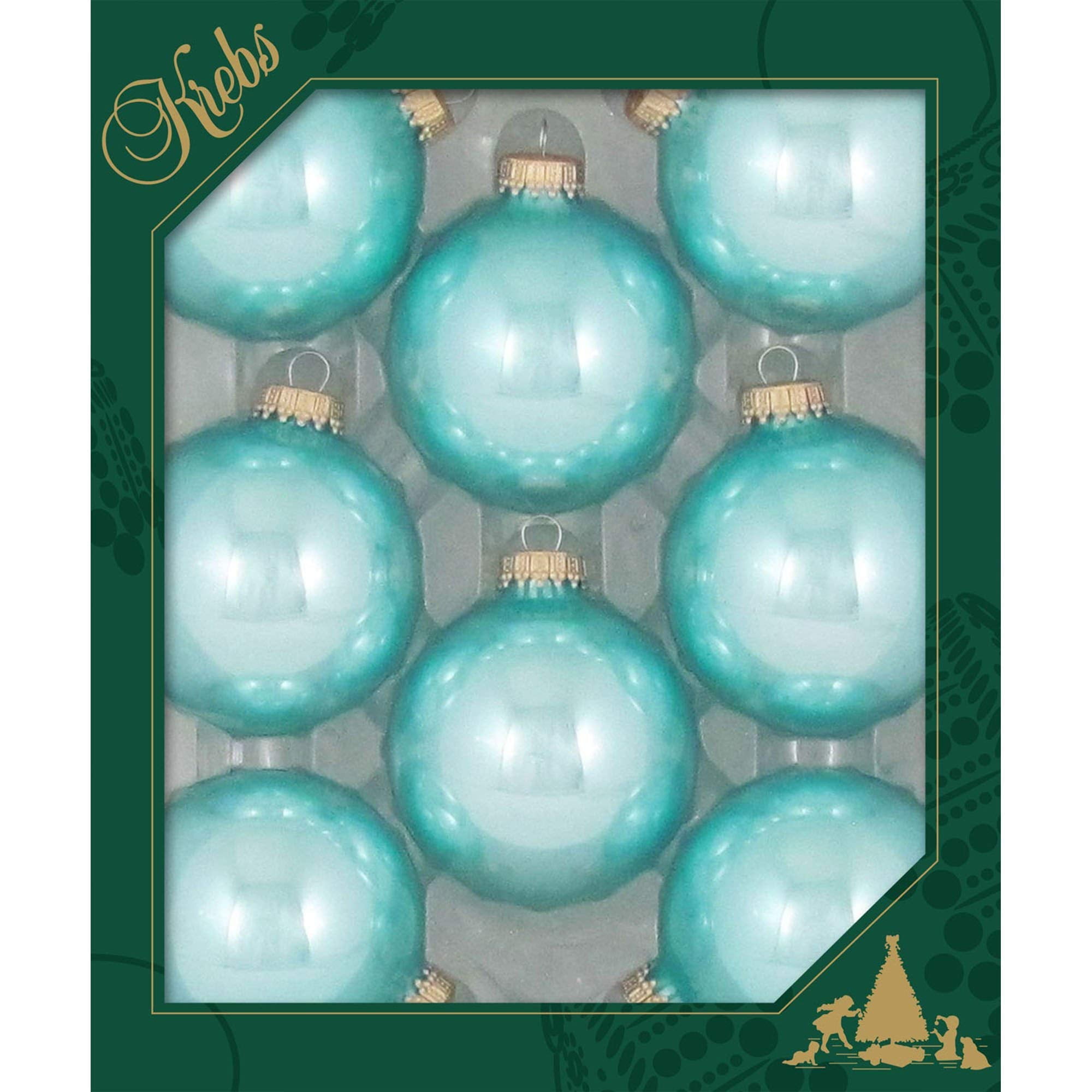 Water Lily Blue Seamless Glass Christmas Ornaments Set of 8