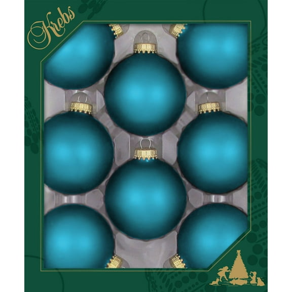 Christmas By Krebs 2 5/8" (67mm) Seamless Glass Ornament [8 Pieces], Decorated Designer Heirloom (Velvet Turquoise Bliss)