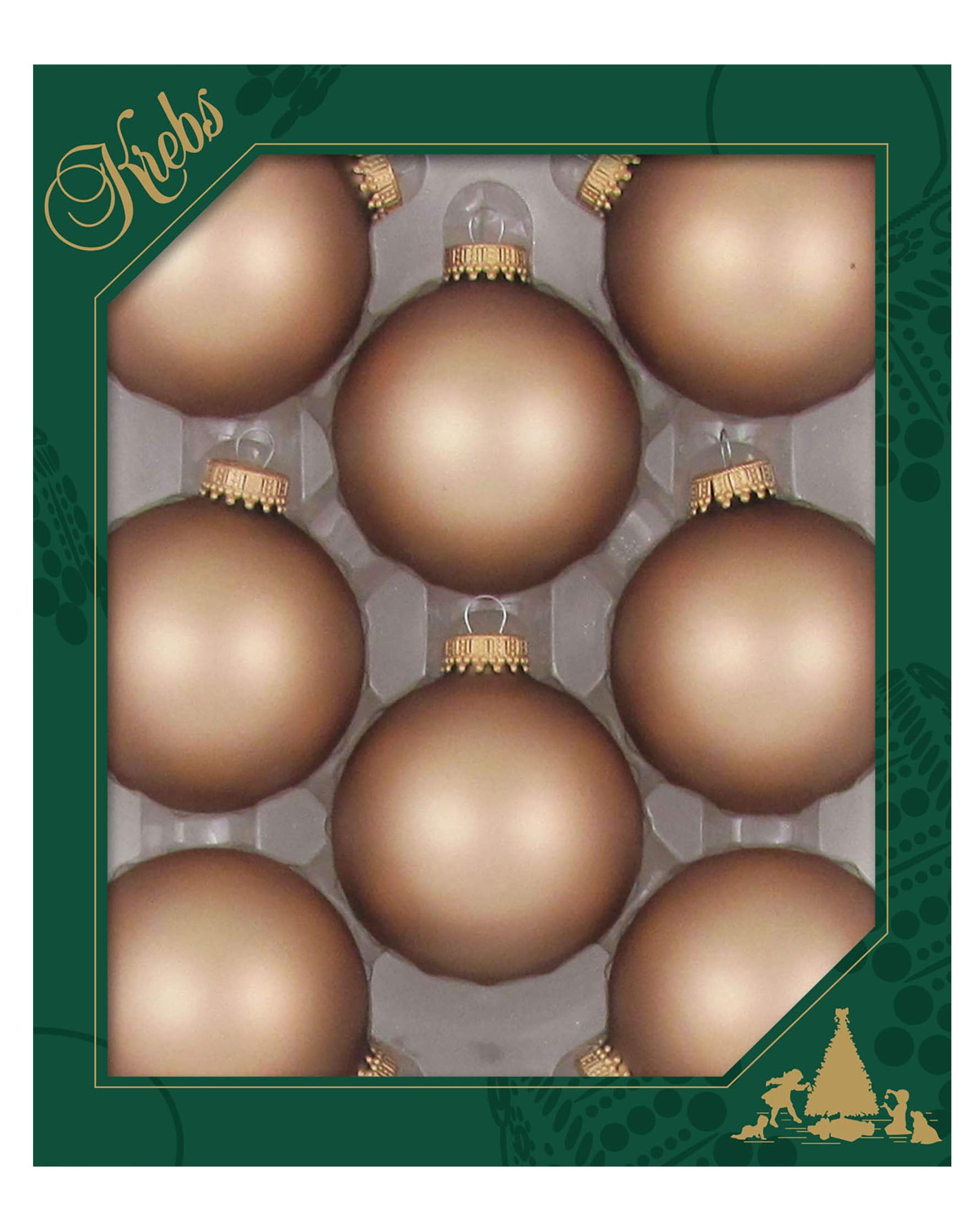 Velvet Cappuccino Brown Glass Christmas Ornaments Set