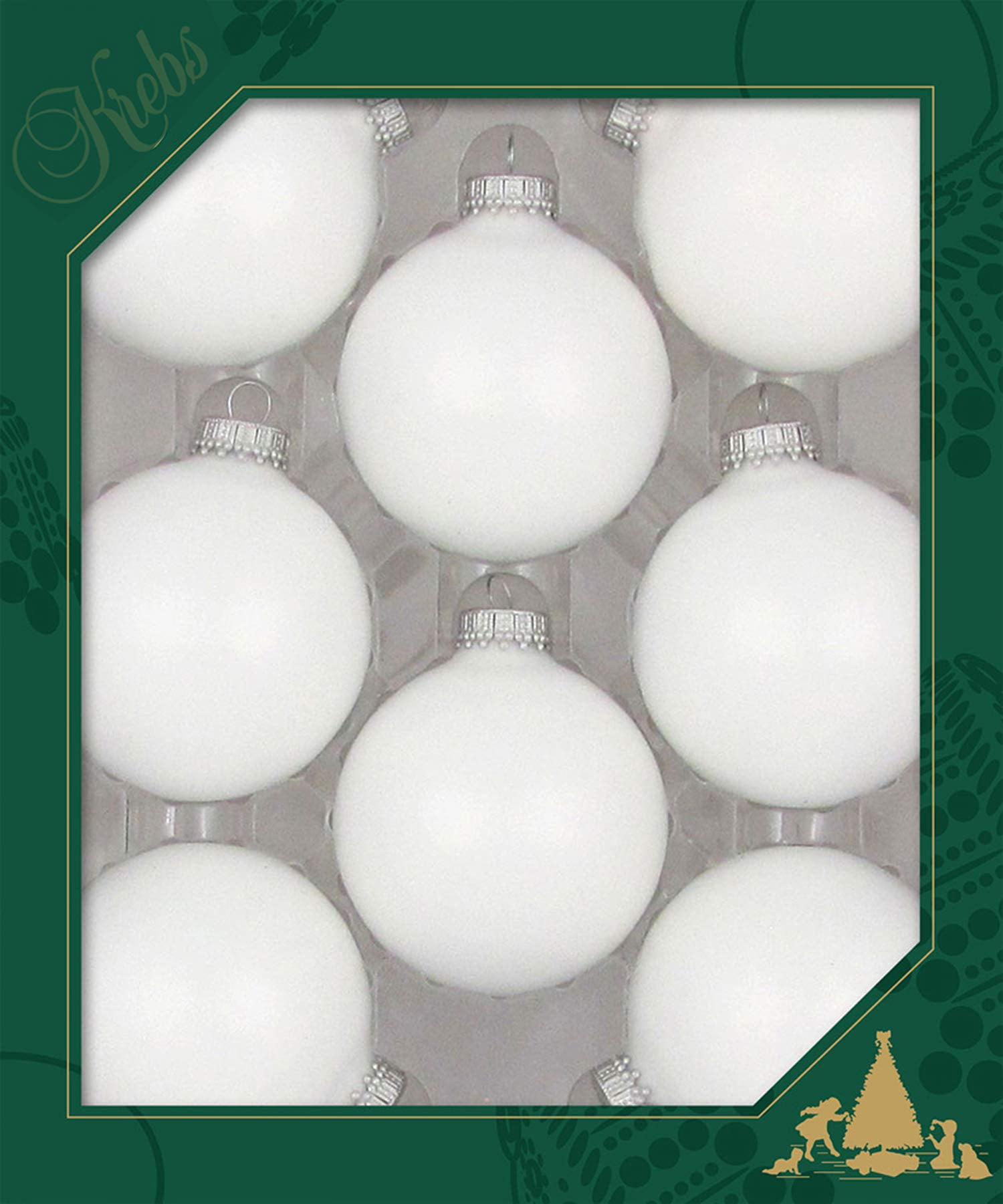 Classic White Velvet Glass Christmas Ornaments Set