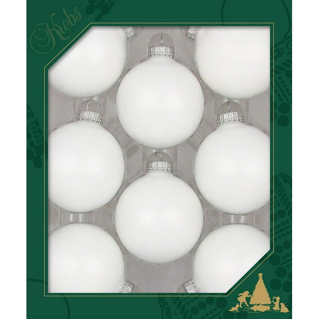 Krebs Christmas Ornaments - Set of 8, Classic White Velvet Glass 67mm ...