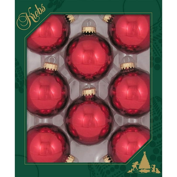 Christmas By Krebs Made in The USA Designer Seamless Glass Christmas Ball Ornaments, 2 5/8" (67mm), 8 Pieces