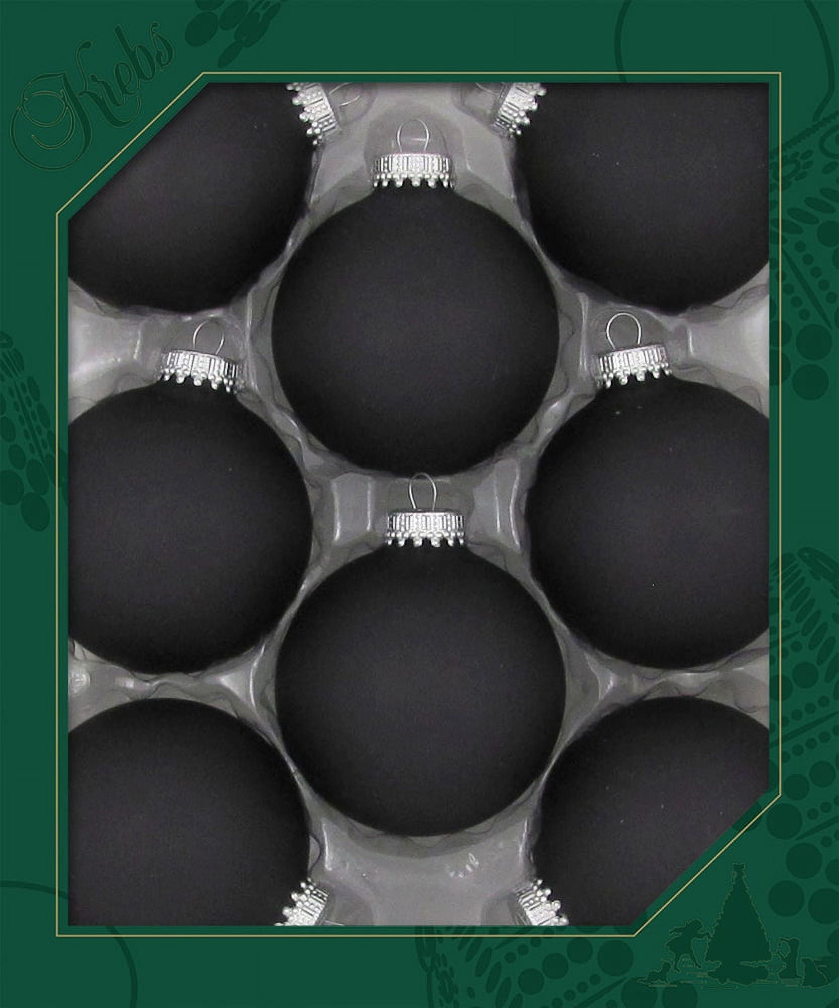 Ebony Black Glass Christmas Tree Ornaments Set of 8