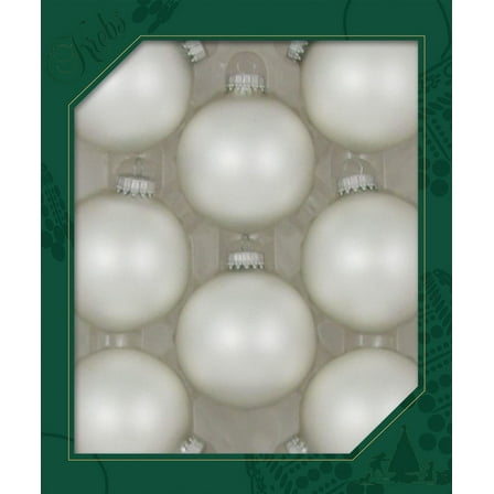 Glass Christmas Tree Ornaments - 67mm / 2.63" [8 Pieces] Designer Balls from Christmas By Krebs Seamless Hanging Holiday Decor (Velvet Silver Pearl)