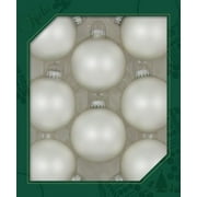 Glass Christmas Tree Ornaments - 67mm / 2.63 [8 Pieces] Designer Balls from Christmas By Krebs Seamless Hanging Holiday Decor Velvet Silver Pearl