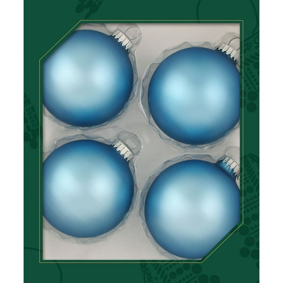 Glass Christmas Tree Ornaments - 80mm / 3.25" [4 Pieces] Designer Balls from Christmas By Krebs Seamless Hanging Holiday Decor (Alpine Velvet)