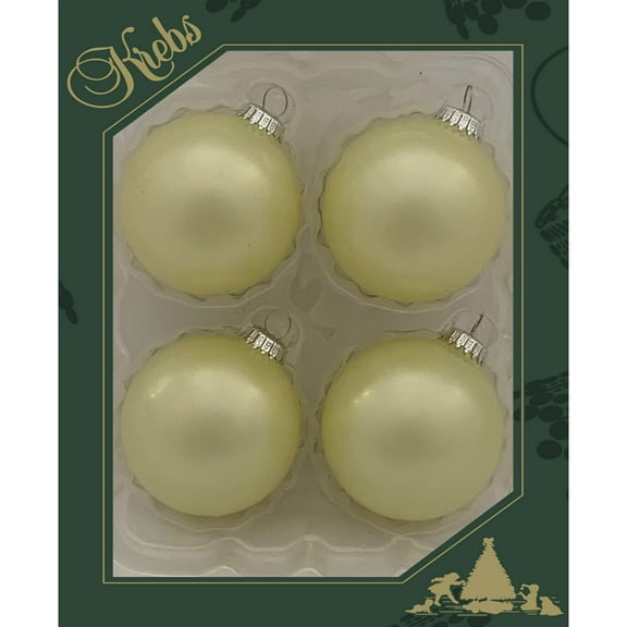 Glass Christmas Tree Ornaments - 80mm / 3.25" [4 Pieces] Designer Balls from Christmas By Krebs Seamless Hanging Holiday Decor (Blonde)