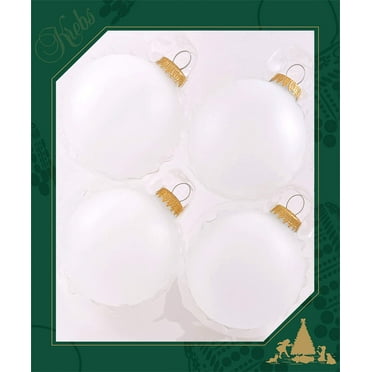 Glass Christmas Tree Ornaments - 80mm / 3.25" [4 Pieces] Designer Balls from Christmas By Krebs Seamless Hanging Holiday Decor (Frost Gold Cap)