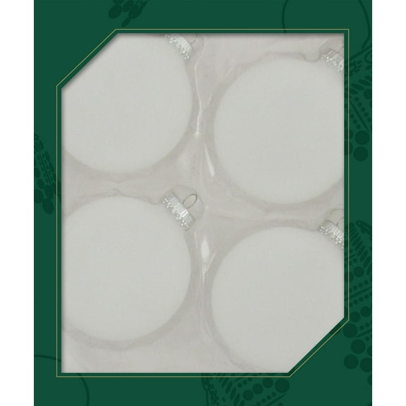 Glass Christmas Tree Ornaments - 80mm / 3.25" [4 Pieces] Designer Balls from Christmas By Krebs Seamless Hanging Holiday Decor (Frost Silver Cap)