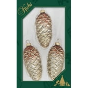 Glass Christmas Tree Ornaments - Decorated from Christmas by Krebs - Handmade Seamless Hanging Holiday Decorations for Trees (4" Brown & Pewter Pinecones [3 Pieces])