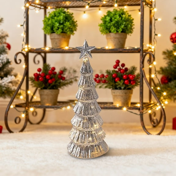 Glass Christmas Tree Verdsylv Glass Christmas Tree with Multicolor LED Lights, Lighted Tabletop Centerpiece for Holiday Home Decor, Xmas Parties, and Indoor/Outdoor Use, Multicolor LED Lighted Tree