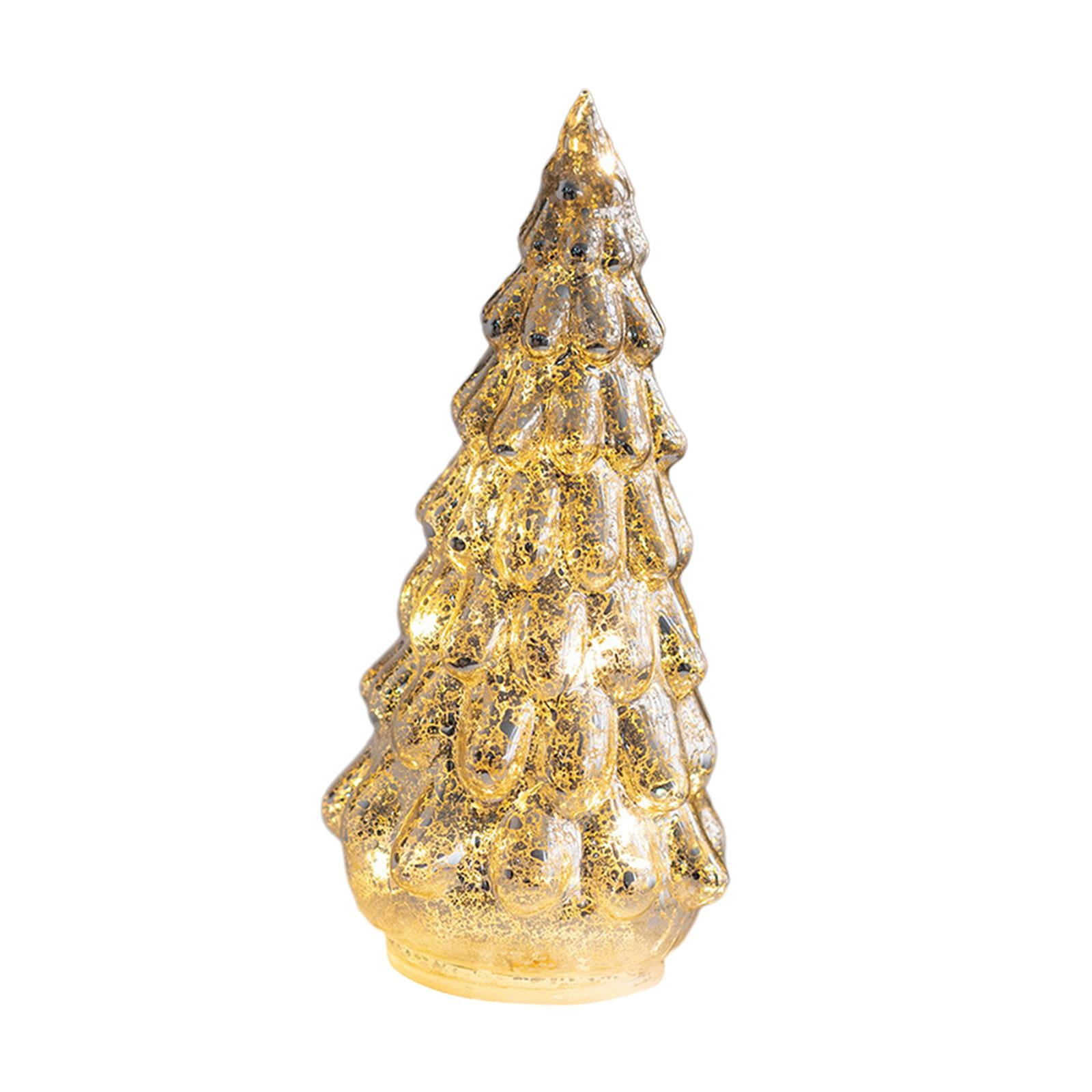 Glass Christmas Tree with LED Lights Tabletop Xmas Tree for Office
