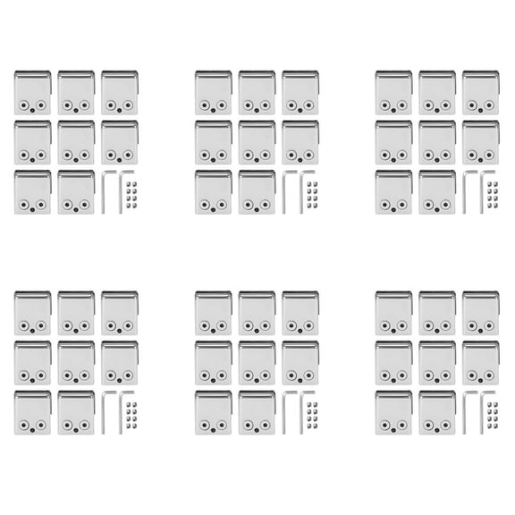 Glass Clamp 8-10mm 48PCS Stainless Steel 304 Glass Clamps Adjustable Glass Bracket Flat Back for Balustrade Staircase,48 x glass clips 12 x wrenches,silver