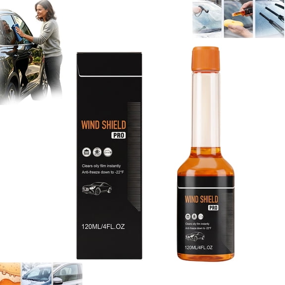 Glass Cleaner Powerful Stain Remover, Concentrated Windshield Cleaning Fluid for Removing Bugs Dirt and Road Grime, Streak-Free Auto Glass Cleaner for Daily Vehicle Care