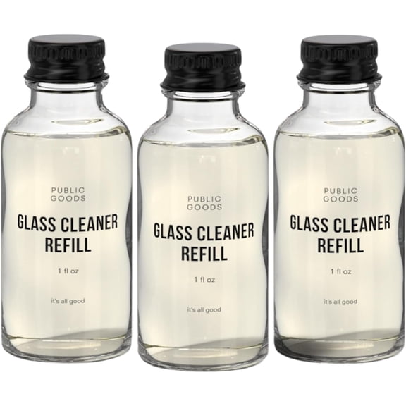 Glass Cleaner Refill | Refill Concentrate for Windows, Mirrors, Glass Surfaces | Cruelty Free, Paraben Free, Vegan Friendly | 3 Pack - 24 Oz Diluted