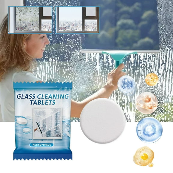 Glass Cleaner Refill Tablets Lemon Scented | Streak-Free Decontamination for Windows Mirrors Auto Glass | Fog | 1 Cleaning Sheet | Easy Dissolve Formula