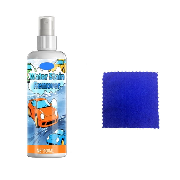 Glass Cleaner Spray for Car Windows and Home – Water Spot Remover, Streak-Free Windshield and Mirror Cleaner with Microfiber Cloth, 100ml