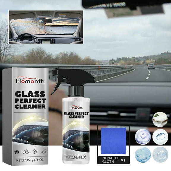 Glass Cleaner for Windshield & Car Windows, Removes Stubborn Oil Film & Water Stains, Anti-Fog & Long-Term Protection, 120ml, Multi-Purpose for Clear Vision & Safety, Ideal for Car Use