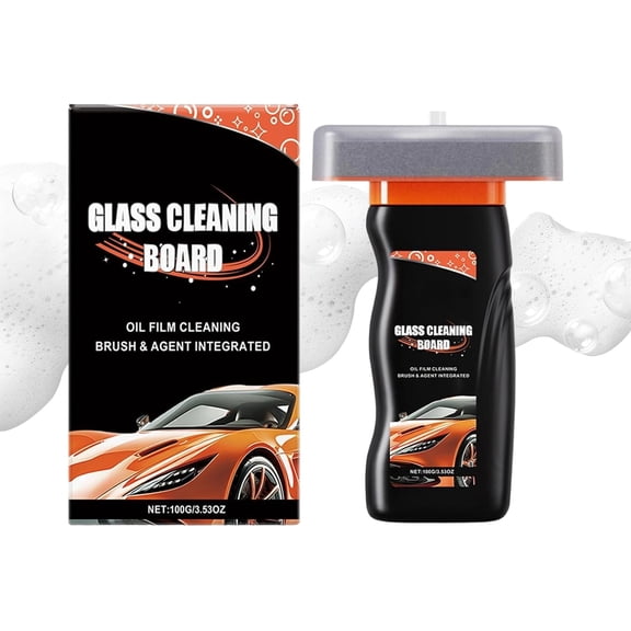 Glass Cleaning Board, 100gCar Glass Oil Film Brush Cleaner For Truck Automotive Removes Smudges Improves Clarity Visibility Glass Guard Cleaner