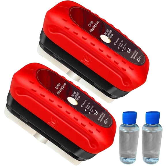 Glass Cleaning Board, All in One Wipe on Oil Film Remover, Arhdcompuly Automotive Oil Film Cleaning Brush, Certainow Glass Cleaner, 2PCS Brushes+2PCS Refill Liquid