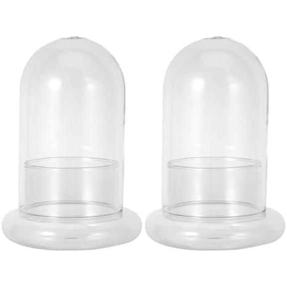 Glass Cloche Dome Bell Jar with Airhole and Base: 2 PCS Glass Terrarium Planter Container Decorative Clear Terrarium Planter for Plants, Collectibles, 4.2 X 4.2 X 6.7 Inches$$Garden & Patio