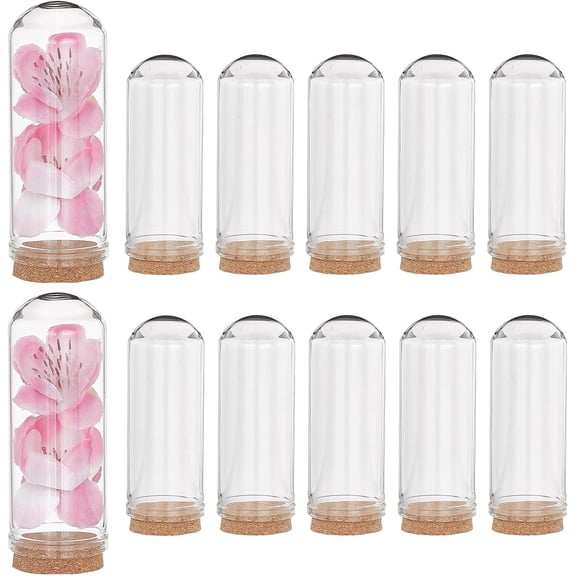 Glass Cloche Dome with Cork Base 2.8Inch Mini Display Bell Jar Bottles Stand Cover Clear Decorative Terrarium Case