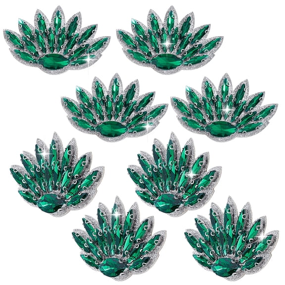 Glass Clothing Patches Peacock Tail Green 39x59x6mm