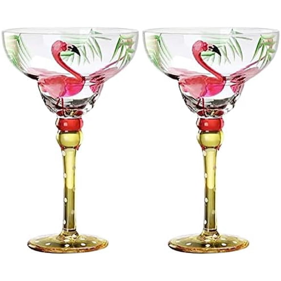 Glass Cocktail Glasses Flamingo Glasses Set of 2, Coupe, Coupe Glasses for Cocktails for Home, Bar, Restaurants and Parties Margarita Cocktail Glasses$$Home Decor, Kitchen, & Other