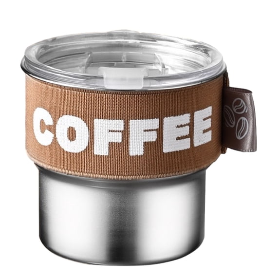 Glass Coffee Cups with Lids and Straw Leak Proof Insulated 400Ml Stainless Steel Cups with Lids and Straws Portable Travel Mug for Office Car