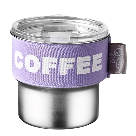 Glass Coffee Cups with Lids and Straw Leak Proof Insulated 400Ml Stainless Steel Cups with Lids and Straws Portable Travel Mug for Office Car