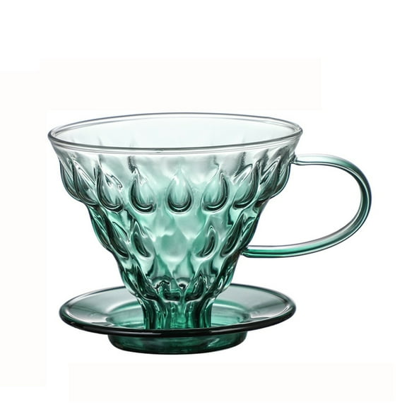 Glass Coffee Dripper, Pour Over Coffee Maker, Reusable Coffee Filter Cup, Slow Brewing Accessories for Home, Cafe, Restaurants(V02,1-4Cups)