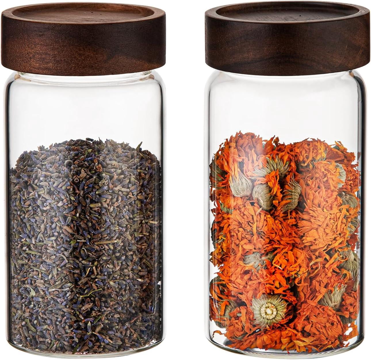 Glass Coffee Jars with Top Screw Lid Round Food Storage Canister Clear ...