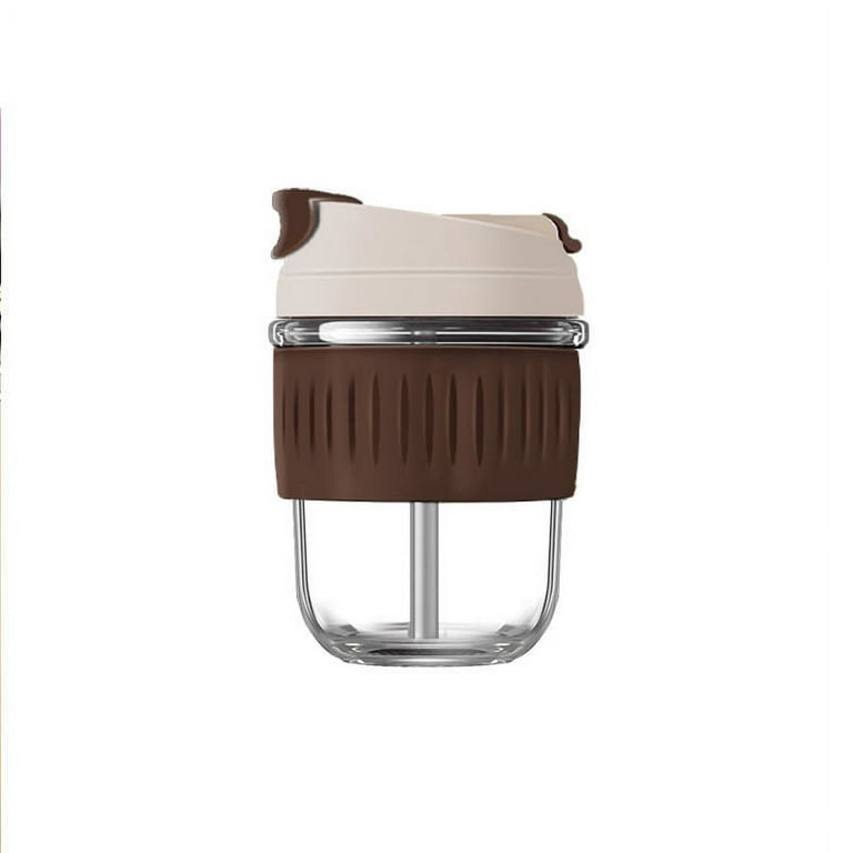 Mitsico Glass Tumbler With Lid And Silicon Straw Transparent Coffee Mug For  Kids Coffee Mug