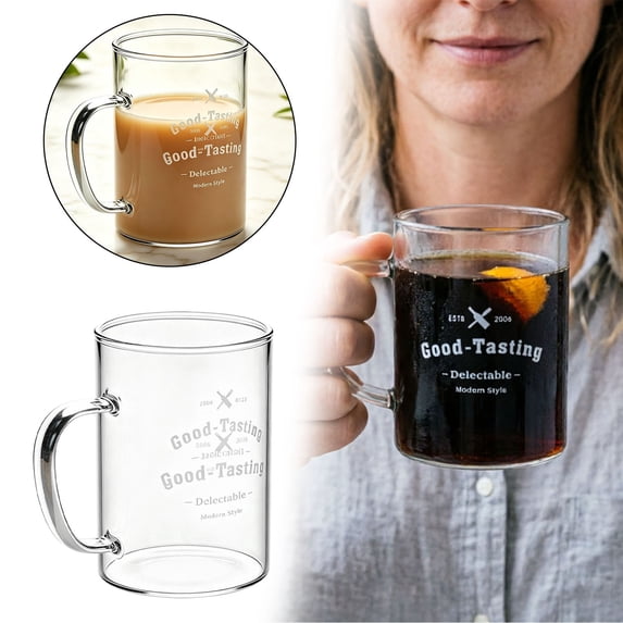 Glass Coffee Mugs 17 Oz Transparent Tea Cups & Coffee Glasses Large Cappuccino Cup With Handle For Hot/Cold Beverage Circular Mugs,kitchen drinking cups