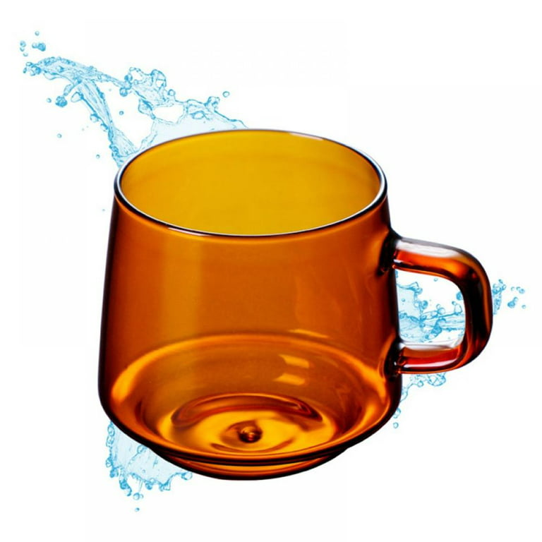 17 oz Glass Coffee Mugs with Handle Clear Amber Milk Cup Wide