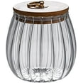 thumbnail image 1 of Glass Coffee Nuts Canister Airtight Storage Jar Petal Decorative Container with Bamboo Lid Metal Handle Easy To Grasp 600ml, 1 of 4