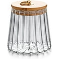 thumbnail image 1 of Glass Coffee Nuts Canister Airtight Storage Jar Petal Decorative Container with Bamboo Lid Metal Handle Easy to Grasp 700ml, 1 of 6