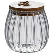 Glass Coffee Nuts Canister Airtight Storage Jar Petal Decorative Container with Bamboo Lid Metal Handle Easy to Grasp 750ml, 26 OZ (Large Conical)