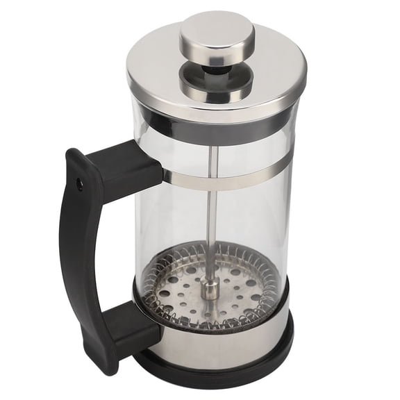Glass Coffee Pot French Press 4-Cup Double Wall Stainless Steel Coffee Maker Tea Infuser (4.3 x 2.8 x 6.4 in / 11 * 7.2 * 16.3cm)