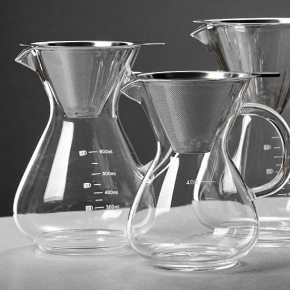 Glass Coffee Pot with Filter High Temperature Espresso Pots Graduated Scale Coffee Server 400ml