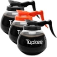 thumbnail image 1 of Glass Coffee Pots Replacements Decanter - 12 Cup Coffee Pot - 64 oz., Set of 3 - 2 Black Regular Handle and 1 Orange Decaf Handle Commercial Coffee Decanter, 1 of 8