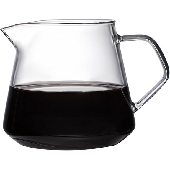 Glass Coffee Server 22oz, Heat and Cold Resistant Coffee Carafe, V-Shaped Spout Glass Carafe for Brewing Tea, Clear Water Pitcher for Home Office Caf