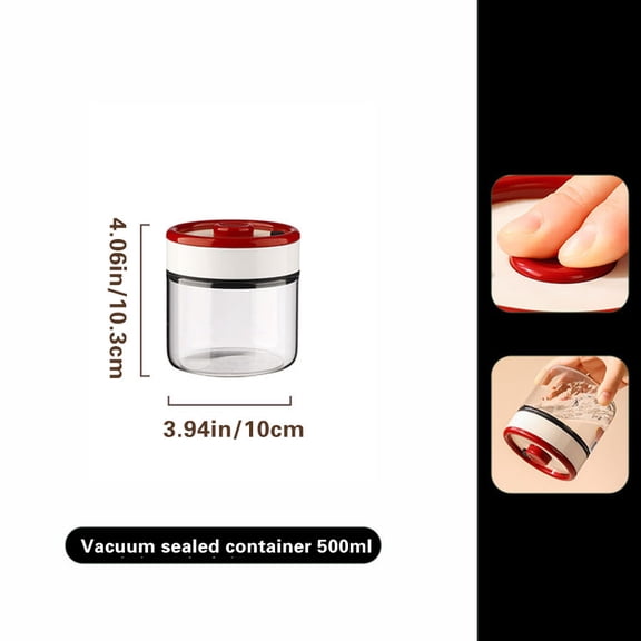 Glass Coffee Storage Jar with Vacuum Lid, Clear Pantry Canister for Tea, Grains and Dry Food