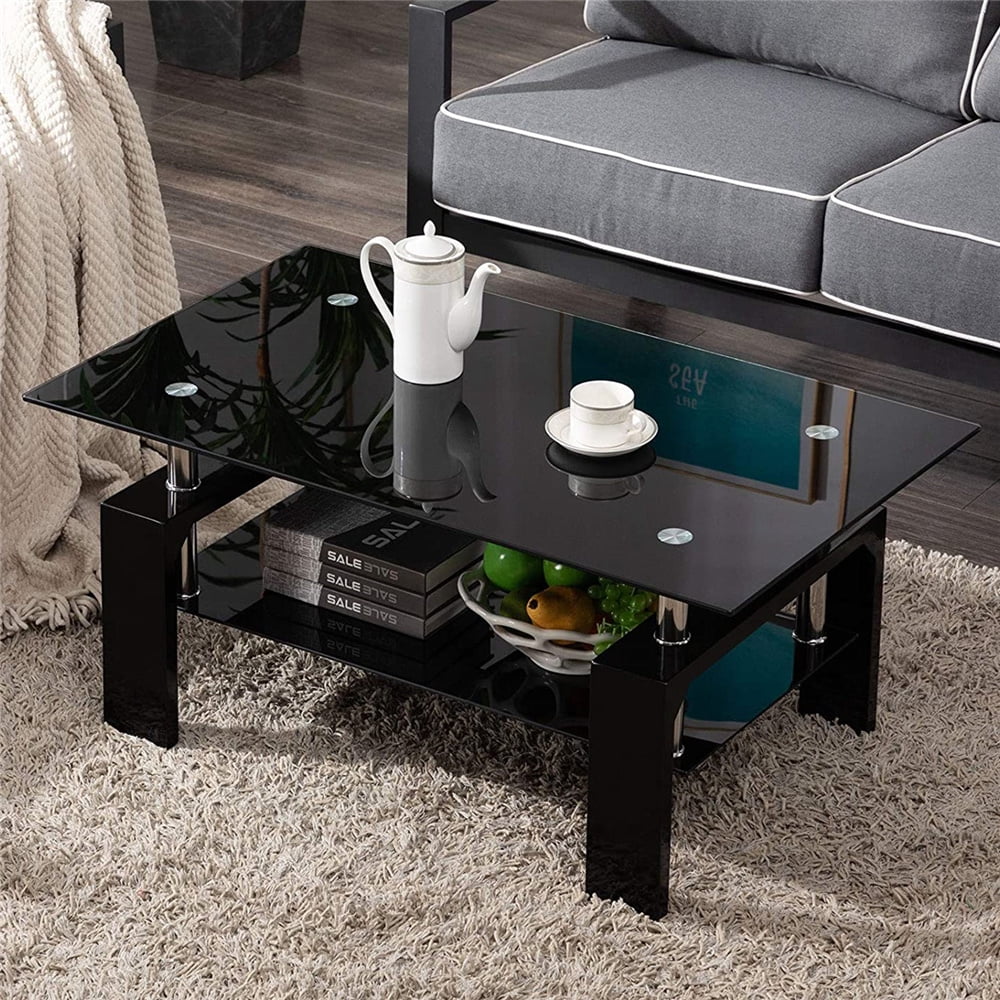 Black table glass discount