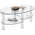 thumbnail image 1 of Glass Coffee Table End Table 2 Tire for Home &Office with Sturdy Chrome Plated Legs Tea Table (Clear), 1 of 9
