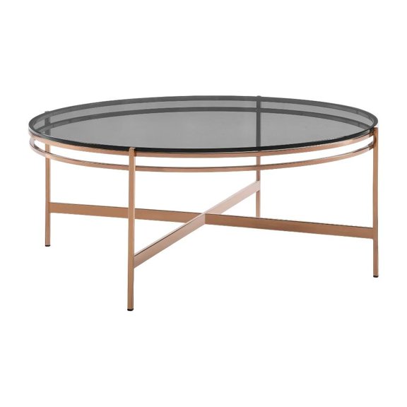 Glass Coffee Table Gold Frame with Stainless Steel Base and Modern Design