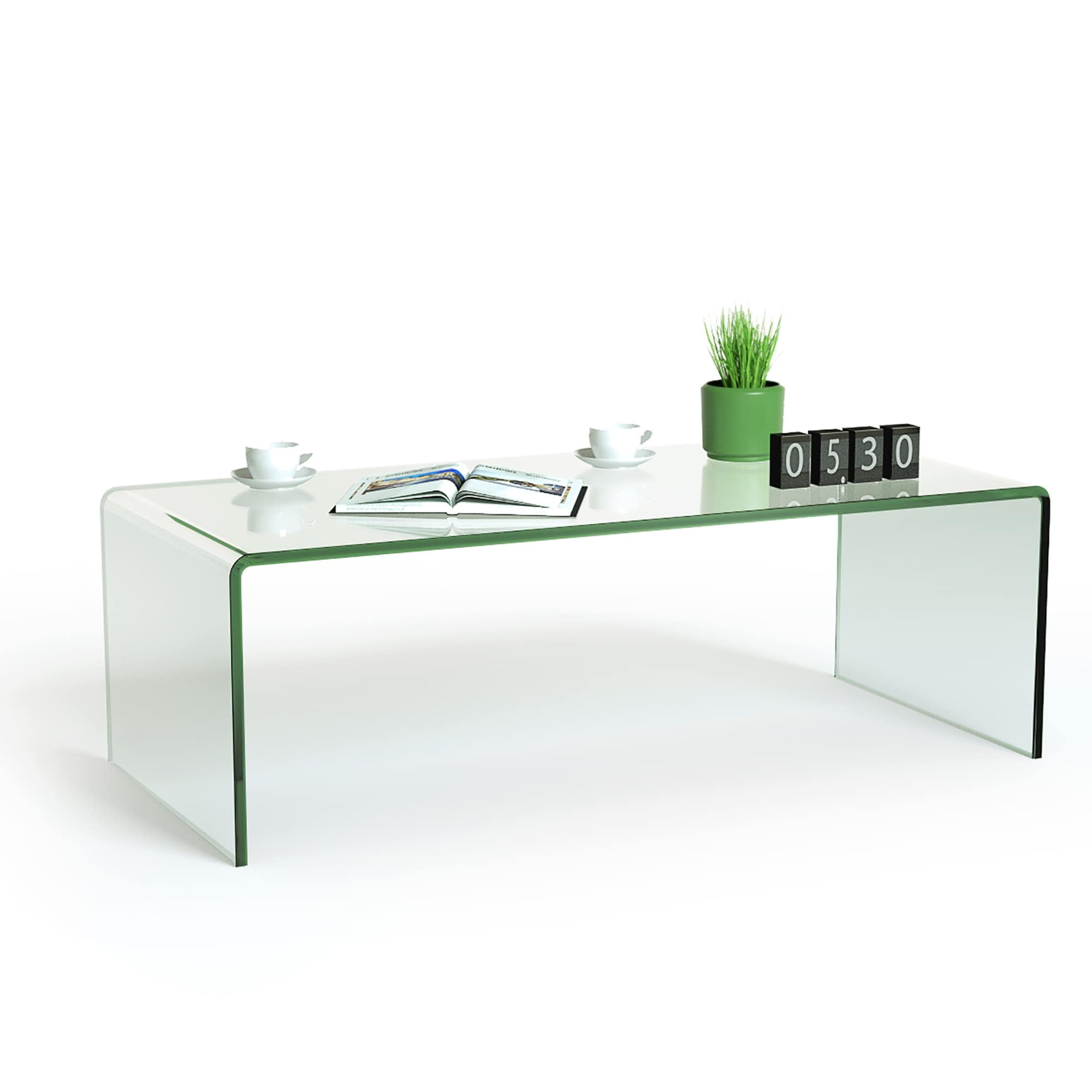 Clear Tempered Glass Modern Coffee Table, 45"